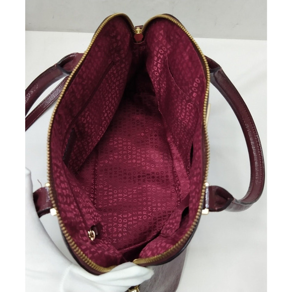 Kate Spade Plum Purple Patent Leather Top Handle Zipper Satchel Shoulder Bag - Picture 11 of 16